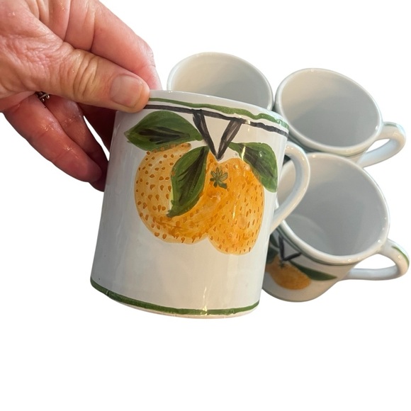 Set of Four Italian Mugs Hand Painted Persimmons Signed - Picture 11 of 11